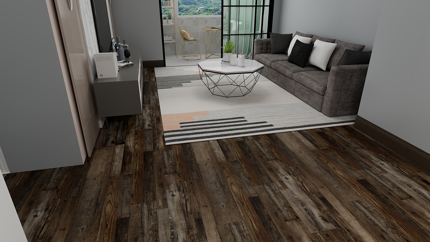 Pisos de tablones de vinilo impermeables de parquet de KW478-1/5 mm 20 mil 